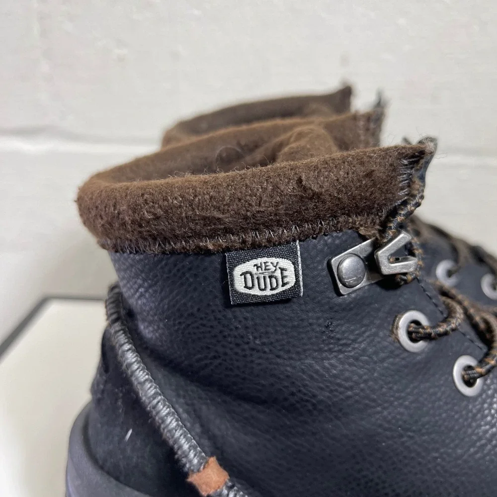 Hey Dude Bradley Boot Black Leather‎ Lace Up Kids Size 1 US/33 EU